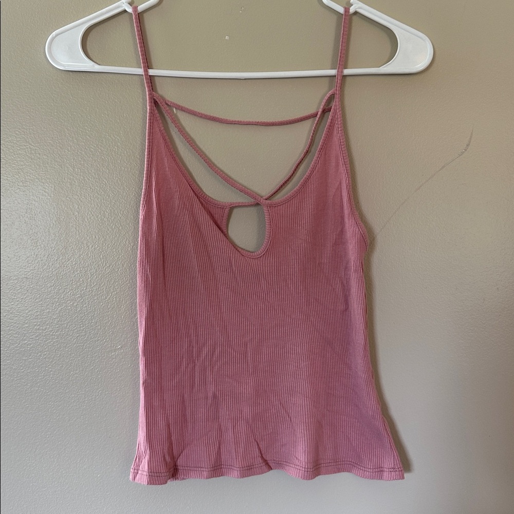 Papaya Dusty Rose Ribbed Tank Top SMALL